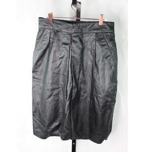 Vintage West Bay Sport Leathers Midi Skirt black leather high waist pockets 14